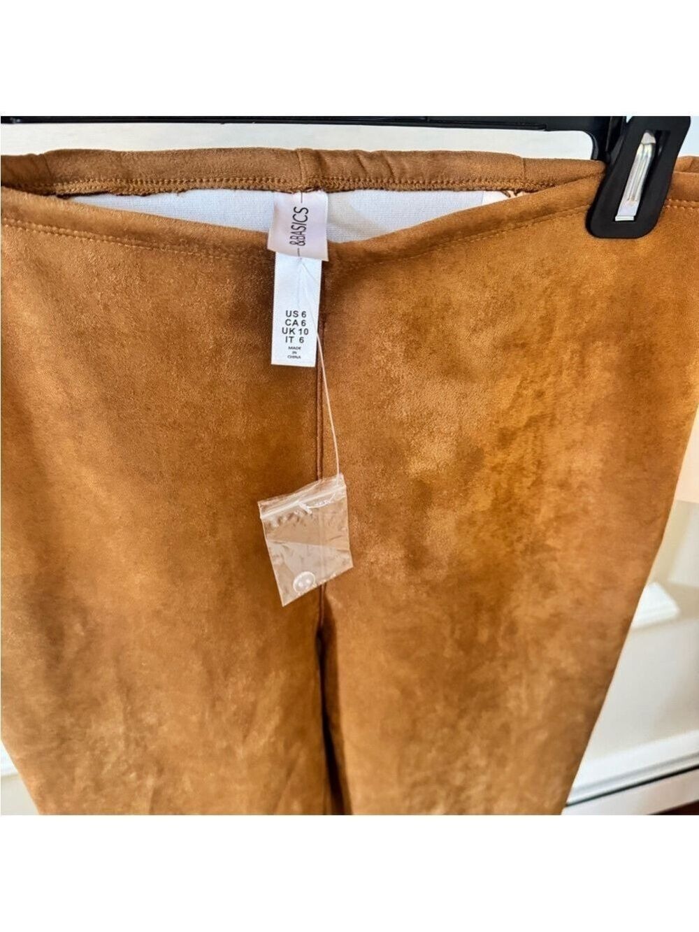 &Basics Womens Faux Suede Straight Leg Pants In Camel - Picture 5 of 8